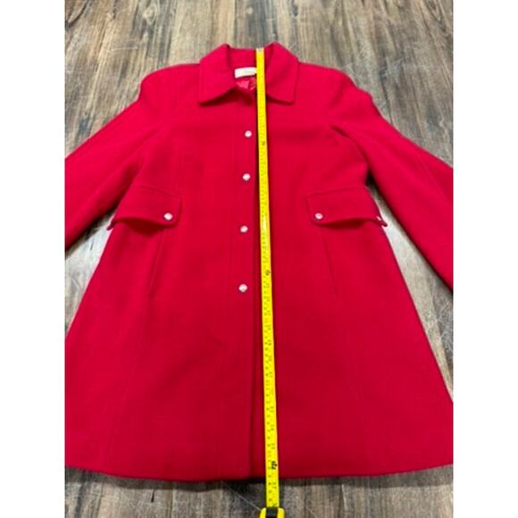 MICHAEL‎ Michael Kors 100% Red Wool Coat, Snap, Zipper, Size 14 Womens - Picture 12 of 16